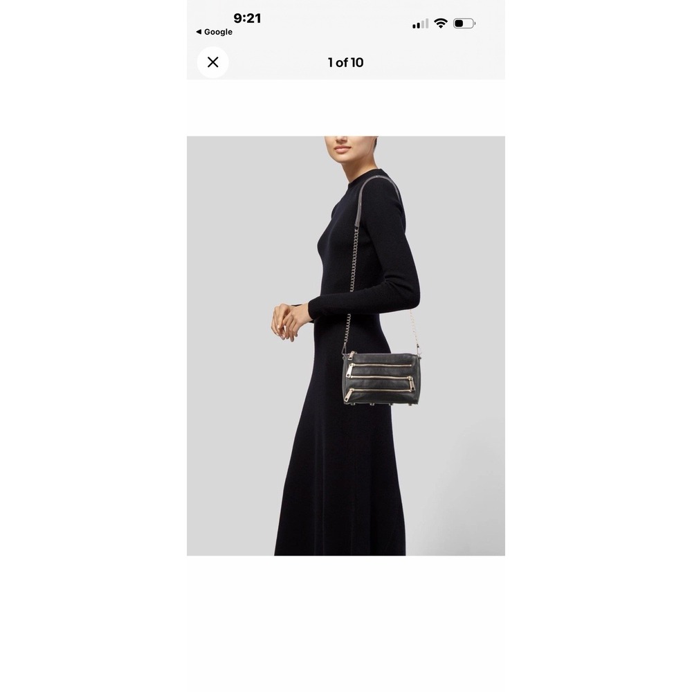 Rebecca Minkoff 5 Zip Black Leather Crossbody Bag RM17-MINI5ZIP